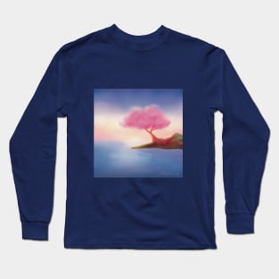 Beautiful Lake with Sakura Tree Long Sleeve T-Shirt